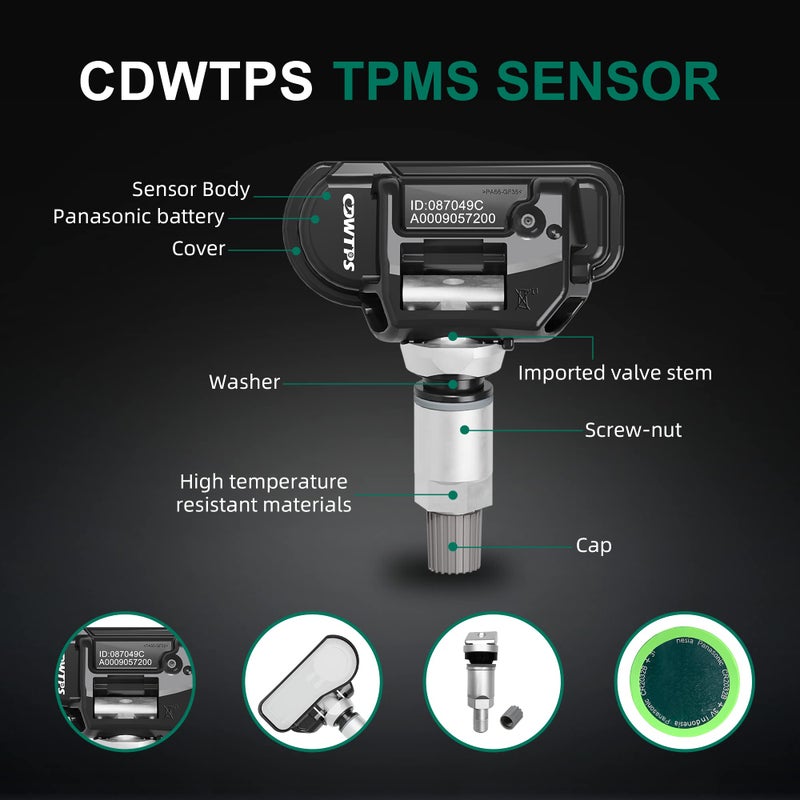 CDWTPS TPMS Sensor,433MHZ Tire Pressure Monitor System 4-Pack for Mercedes Replaces#A0009050030 A0009053907 A0009054204â€¦ - Image 4
